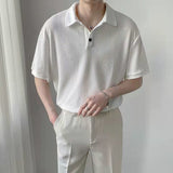Summer Men Clothing Short Sleeve Polo Shirt Trendy Casual Solid Color Lapel Button Up Designer Shirt Men T-shirt