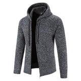Winter Thick Cardigan Mens Sweater Zipper Hooded Fashion Warm Slim Fit Knitted Sweater Male Fleece Hoodies Coats Men M-4Xl