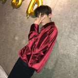 VELVET BUTTON UP COLLAR SHIRT