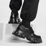 Male Leather Shoes Men New Chunky Platform Retro Work Shoes Spring Autumn Derby Shoes Low Top Man Casual Flats
