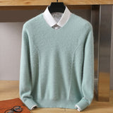 Men's 100% Pure Mink Cashmere Sweater V-Neck Pullovers Knit Sweater Autumn and Winter New Long Sleeve High-End Jumpers Mink Tops