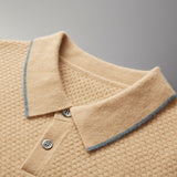 100% Goat Cashmere T-shirt Men's POLO Collar Short Sleeve  Spring and Autumn New Fashion Knitted Pullover Tank Top