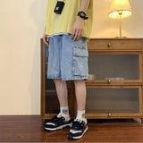 Summer Men Denim Short Streetwear Vintage Korean Harajuku Pocket Jeans Shorts Hip Hop Cargo Pants Oversized Bottoms Male Clothes