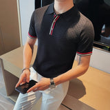 Men's Summer Casual Short Sleeve Knitting Polo Shirts/Male Slim Fit Fashion High Quality Hollow Out Polo Shirts S-4XL