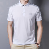Summer New Men's Ice Silk Short-sleeved T-shirt Fashion Versatile Casual POLO Shirt Daily Business Office Shirt