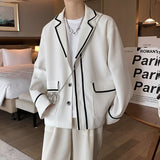 Black/White Blazer Men Fashion Society Mens Dress Jacket Korean Loose Business Casual Suit Jacket Men Formal Blazer M-2XL