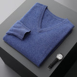 Merino Wool Sweater Men's V-neck Pullover Top Autumn Winter Knitted Casual Loose 100% Pure Wool Jacket