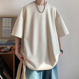 Men's Suede Short Sleeve T-shirt Vintage Loose T-shirts Women Casual Oversized T Shirt O Neck Retro Harajuku Tops Tees New