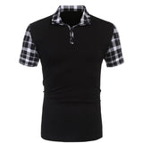 Summer New Men's Casual Stritching Short Sleeve Polo Shirt Business Clothes Luxury Tee Male Fashion Grid Zipper Polos Tops Men