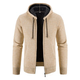 Winter Thick Cardigan Mens Sweater Zipper Hooded Fashion Warm Slim Fit Knitted Sweater Male Fleece Hoodies Coats Men M-4Xl