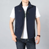 Men Waistcoat Jackets Vest Spring New Solid Color Stand Collar Climbing Hiking Work Sleeveless with Pocket M-6Xl Brand Sale