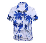 26 Colors Summer Fashion Mens Hawaiian Shirts Short Sleeve Button Coconut Tree Print Casual Beach Aloha Shirt Plus Size 5XL