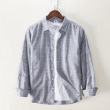 Long Sleeve Shirts for Men Solid Color Turn-down Collar Tops 100%cotton Casual Male Regular Vintage Clothing