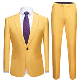 Jacket + Pants 2 Pieces Set Fashion New Men's Casual Boutique Business Dress Wedding Groom Suit Coat Blazers Trousers