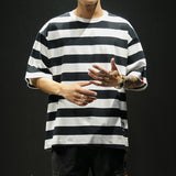 New Fashion Men's T Shirt Summer O-Neck Short Sleeve Striped T-Shirt Mens Oversized Casual Hip Hop Top Tees Streetwears 5XL