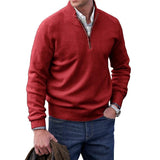 Men's Cashmere Zipper Basic Sweater Winter Men's Fleece Thicker Sweater Half Zipper Turtleneck Warm Pullover Quality Male Slim