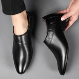 Men Leather Shoes Formal Dress Shoes for Male Plus Size Party Wedding Office Work Shoes Slip on Business Casual Oxfords