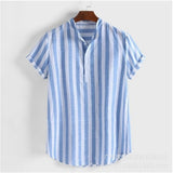 Summer Striped Shirts Men's Hawaiian Shirts Striped Graphic Clothing Short Sleeve Tops Streetwear Oversized For Men Henleys