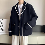 Black/White Blazer Men Fashion Society Mens Dress Jacket Korean Loose Business Casual Suit Jacket Men Formal Blazer M-2XL