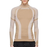 Men's Fashion Long Sleeve T-shirt Elastic T-Shirts Turtleneck Male Contrast Color Tops New Stripe Spliced Clothing
