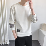 Korean Fashion Sweatshirts For Men Spring and Autumn Casual Long Sleeve Shirts Men Streetwear Patchwork Hoodies No Hood