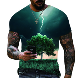 Summer New Men's Oversized T-Shirt Casual Lightning Cool 3D Digital Printed T Shirts for Men Short Sleeve Tee Free Shipping
