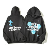 Foam Graffiti Zipper Hooded Hoodies for Men Fleece Casual Cardigan Coat Unisex Hip Hop Loose Sweatshirts