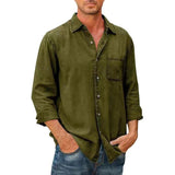 Spring Autumn New Men Cotton Shirt Fashion Stitching Long Sleeve Tops Loose Shirts For Men's Casual Lapel Male Blouse Streetwear