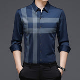 Casual Men Shirts Spring Autumn Striped Design Vintage Style Shirt Long Sleeve Business Party Tops Anti-wrinkle