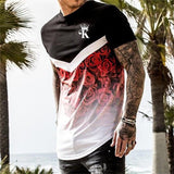 Summer Men's T-shirt 3D Men's Street Style Round Neck T Shirt Fashion Poker Print Short Sleeve Zebra Stripe Oversized Tops