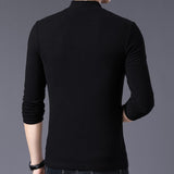 Brand  New Style Cotton Men's T-shirt Long Sleeve T Shirt Men Solid Color Zipper Print Collar Oversized T Shirt