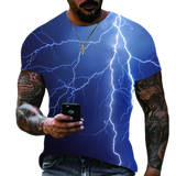 Summer New Men's Oversized T-Shirt Casual Lightning Cool 3D Digital Printed T Shirts for Men Short Sleeve Tee Free Shipping