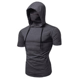 Mens Gym Hoodie Sleeveless with Mask Sweatshirt Hoodies Casual Splice Large Open-Forked Male Clothing Mask Button Sports Hooded