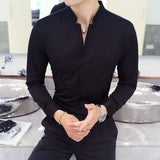 New Style Male Casual Dress Spring Long Sleeve Shirts/Men's High Quality Stand Collar Business Shirts/Plus Size S-5XL