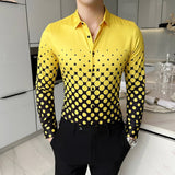 Fashion Print Shirt Men Royal Retro Long Sleeve Shirts Party NightClub Tuxedo Shirts Casual Slim Fit Streetwear Homme