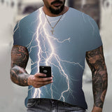 Summer New Men's Oversized T-Shirt Casual Lightning Cool 3D Digital Printed T Shirts for Men Short Sleeve Tee Free Shipping