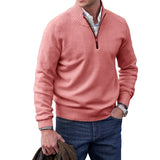 Men's Cashmere Zipper Basic Sweater Winter Men's Fleece Thicker Sweater Half Zipper Turtleneck Warm Pullover Quality Male Slim