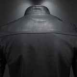 Men's standing collar jacket, motorcycle clothing, fashion trend personalized leather men's jacket