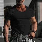 Men T Shirt 2023 Spring Summer Loose Crew Neck Short Sleeve Loose Pullover Tops Mens Casual Fashion Solid Color Tees Streetwear