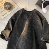 Quality Oversized Acid Washed T Shirt Women Vintage T-shirts Streetwear Mineral Wash Tee Shirts Girl Loose Luxury Brand Tops