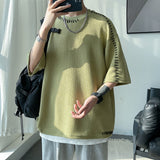 Manual Sewing Men's Summer T-shirts  Korean Man Oversized Short Sleeve Tshirt Streetwear Men Women Tops Tees
