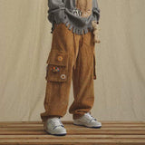 Corduroy Pants Wide Leg Pants for Men Cargo Trousers Male Vintage Pants Winter Warm Japanese Harajuku Fashion Hip Hop