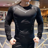 Mens Sport Compression Shirt Gym Tight Sweatshirt Running Top for Fitness T-shirt Bodybuilding Clothes Jogging Rashguard Dry Fit