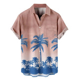 Hawaiian Beach Style Men's Short Sleeve Shirt 3D Printed Vintage Stripe Color Block Fashion Creative Loose Breathable