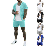 Summer Tracksuit Men Sets Casual Men Set 2 Pieces Man Short Sleeve T-shirt Solid Sports Shorts Joggers Sets Men Clothing