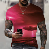 Summer New Men's Oversized T-Shirt Casual Lightning Cool 3D Digital Printed T Shirts for Men Short Sleeve Tee Free Shipping