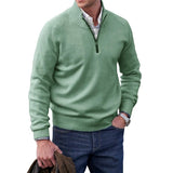 Men's Cashmere Zipper Basic Sweater Winter Men's Fleece Thicker Sweater Half Zipper Turtleneck Warm Pullover Quality Male Slim