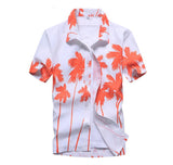26 Colors Summer Fashion Mens Hawaiian Shirts Short Sleeve Button Coconut Tree Print Casual Beach Aloha Shirt Plus Size 5XL