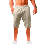 Men's Cotton Linen Shorts Pants Male Summer Breathable Solid Color Linen Trousers Fitness Streetwear S-4XL