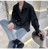Gotmes Solid Shirts Men Long Sleeve Fashion  Casual Loose Blouse Male Luxury Breathable Masculina Clothes Classic Button Tops A95